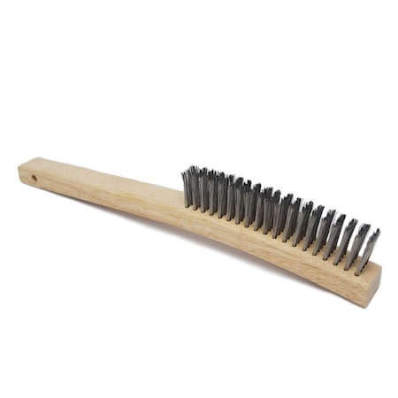 GORDON BRUSH 4 x 19 Row 0.012" SS Wire and 13-3/4" Curved Wood Handle Scratch Brush 414SSG